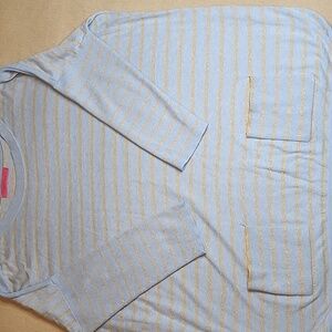 Lilly Pulitzer Light Blue & Gold Pockets, Boat Neck, Slits, XXL,cotton Blend